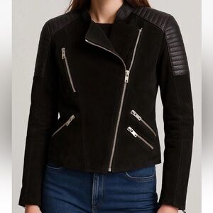 Mango Combi Suede and Leather Biker Jacket